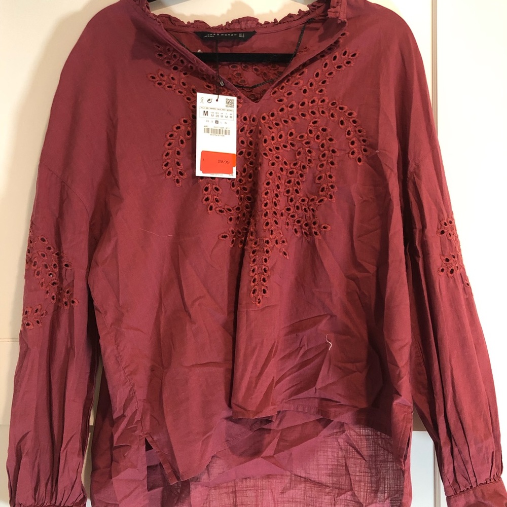 Zara embroidered blouse